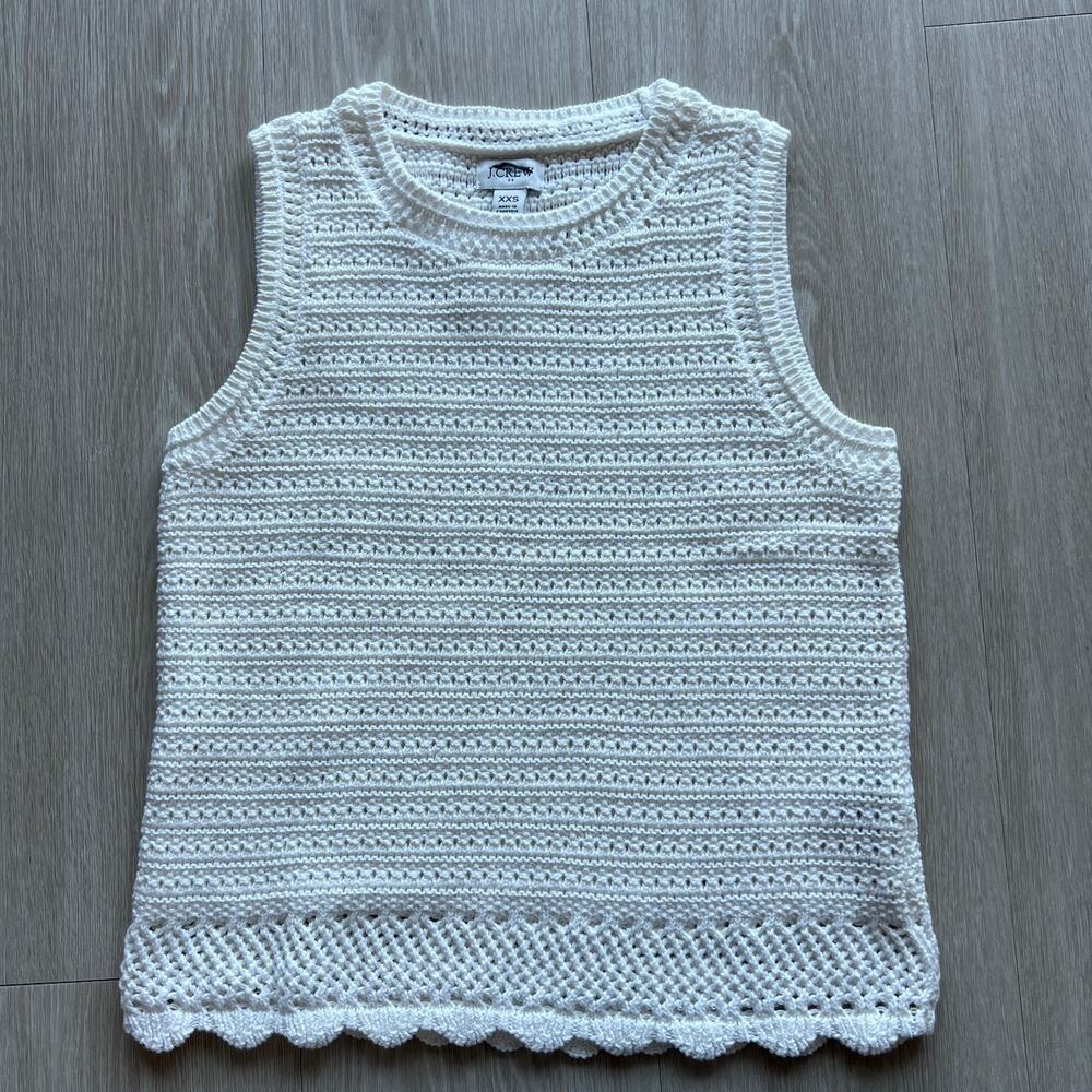 J Crew Factory Crochet Sweater Tank Top Womens XXS White